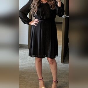 JESSICA SIMPSON Black Dress with Sheer Sleeves